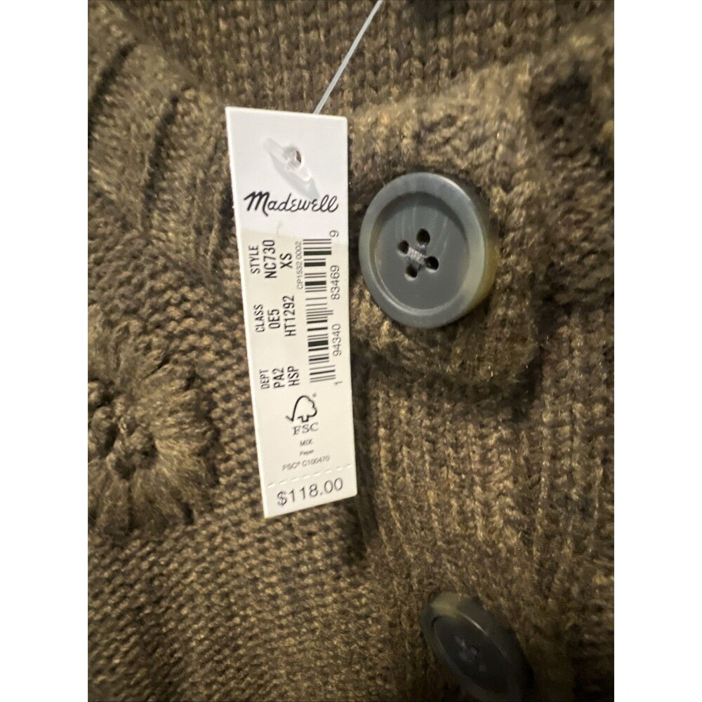 NWT $118 Madewell Embroidered Edencroft Pleat-Sleeve Cardigan Tonal 3D Flower XS - Picture 5 of 7
